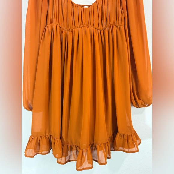 Abercrombie & Fitch Women’s Long-Sleeve Ruched Babydoll Mini Dress – Size Small - Picture 5 of 11